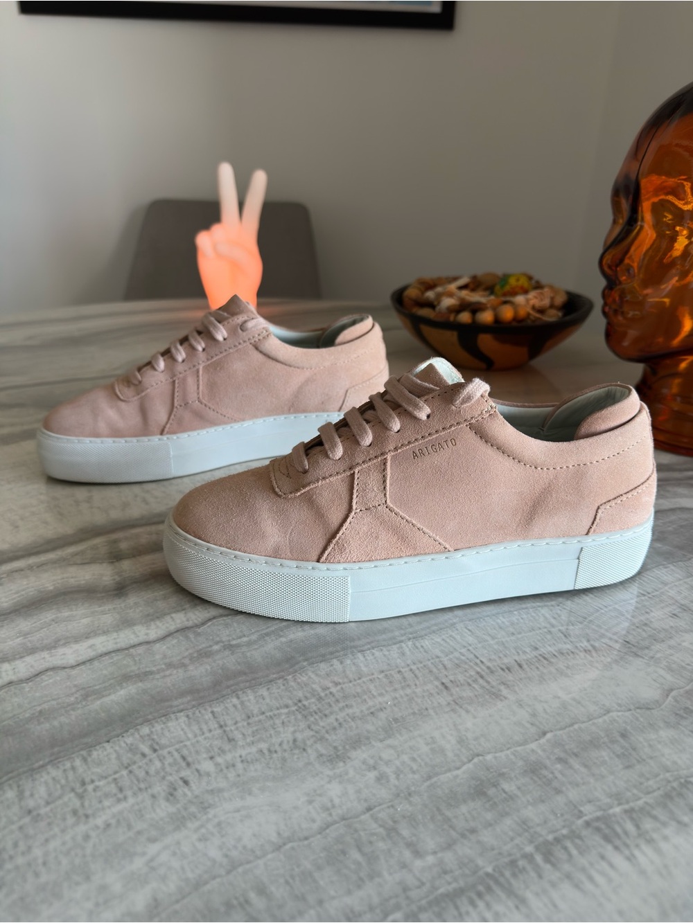 Axel Arigato Blush Pink Suede Platform Women's Sneakers